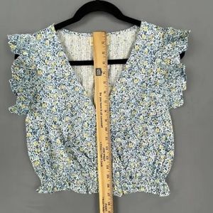Blue F was xs loral Crop Top